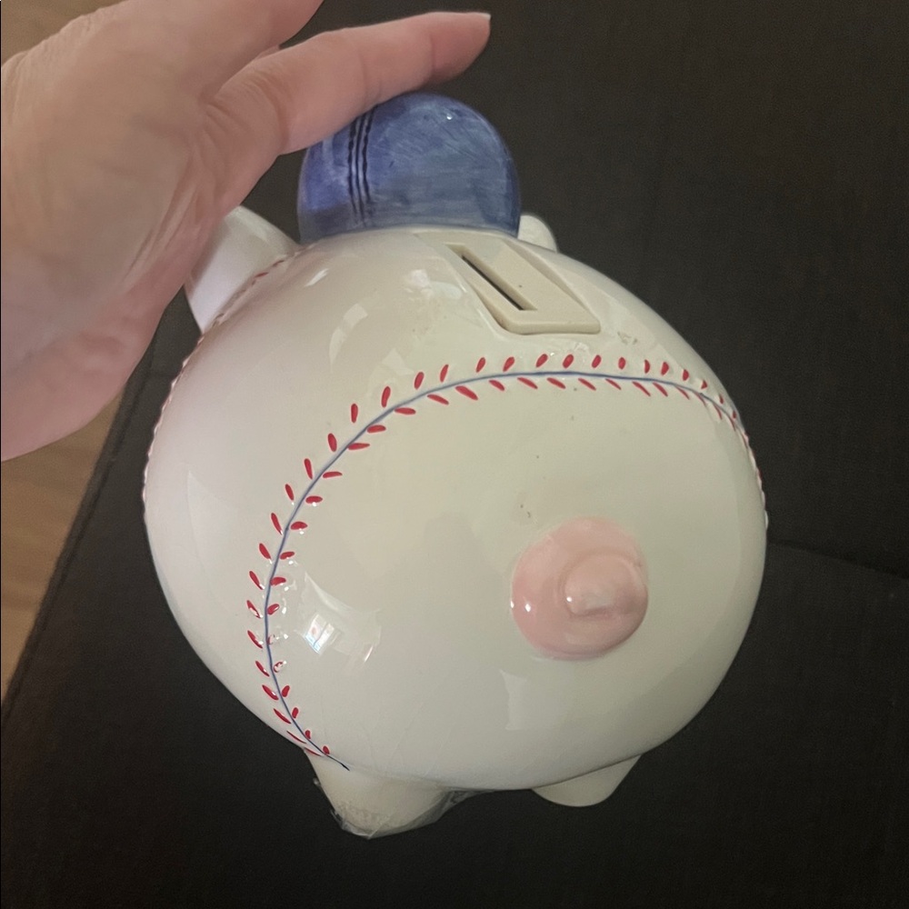 # 1006**Baseball Piggy Bank with Blue Cap - Picture 6 of 13